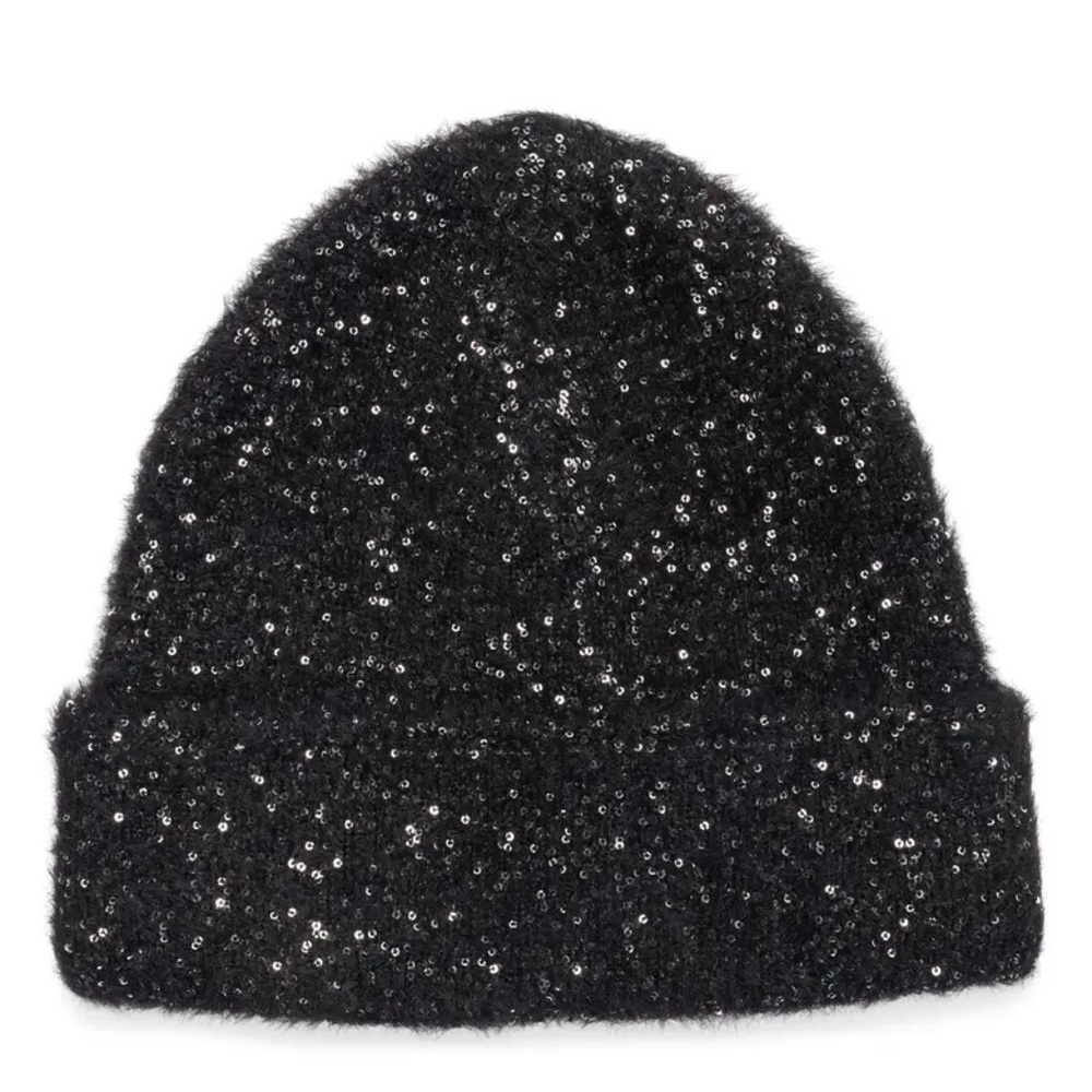 Rag & Bone Dani Beanie Black Sequin New One Size